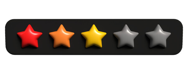 3D UI star rating with 3 active icons – colorful red-orange-yellow stars showing average feedback.
Halfway satisfaction level scale – gradient visual system for mid-score reviews and user opinions.