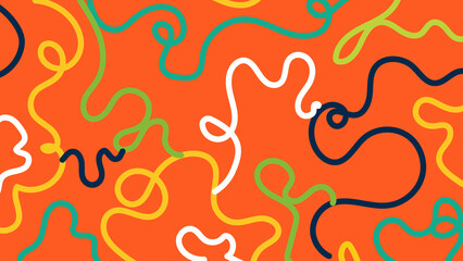 Orange squiggle tangle background
