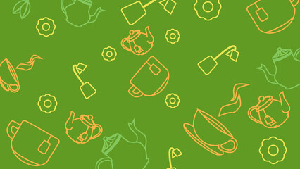 Cups and Flowers Tea Background