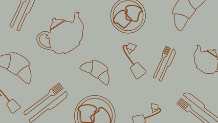 Croissant and toast breakfast background