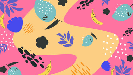 Banana and berry abstract background