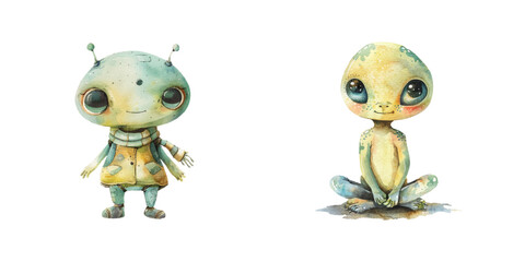 Fototapeta premium cute alien watercolor vector illustration