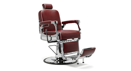 Vintage Red Barber Chair Isolated on White Background