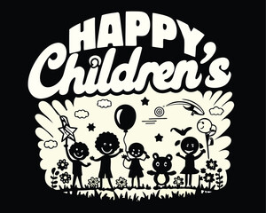 Colorful greeting card for happy children's day 2025