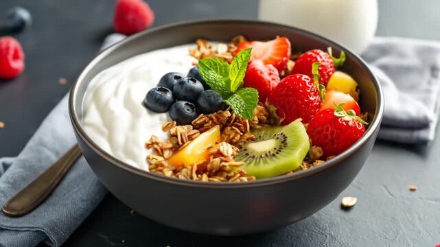 Delicious Yogurt Parfait with Fresh Fruit and Granola