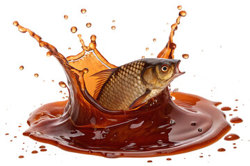 realistic splash of brown fish sauce  On AI generated by PNG