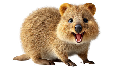 Fototapeta premium Quokka's Joyful Smile: An engaging capture of the world's happiest animal, the quokka, radiating pure joy with its infectious smile and captivating presence.