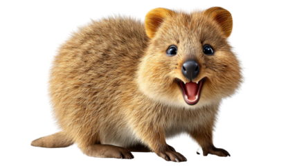 Quokka's Joyful Smile: An engaging capture of the world's happiest animal, the quokka, radiating pure joy with its infectious smile and captivating presence.