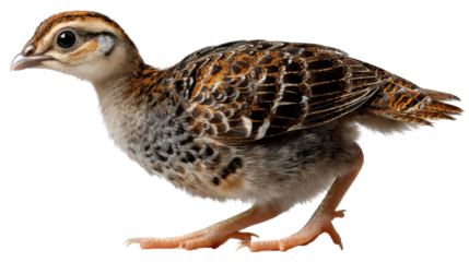 Curious Bird's First Steps: A single adorable chick with speckled plumage confidently takes its initial steps, showcasing the wonder of new life and natural beauty.