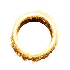 Radiant ring of energy forming in yellow-white fire isolated on transparent background
