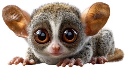 Adorable Lesser Bushbaby Gazing: Close-up view of a captivating lesser bushbaby, with huge, expressive eyes and a heartwarming, captivating gaze.