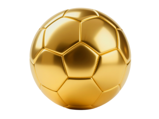 Shiny Golden Soccer Ball Metallic Texture isolated on Transparent background