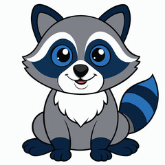 Obraz premium Cute cartoon raccoon isolated on white background