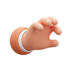 3D illustration Hand Grabbing Gesture Isolated on Transparent Background
