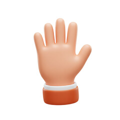 3D illustration Cartoon Hand Open Palm on Transparent Background
