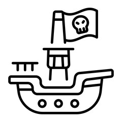 An outline style icon depicting pirate ship 