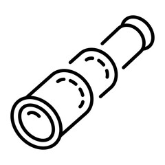 An outline style icon depicting telescope  