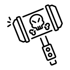 A linear style icon representing hammer  