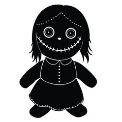 creepy doll with stitched mouth