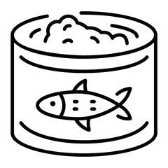 A linear style icon representing tuna can