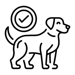 An outline style icon depicting healthy dog