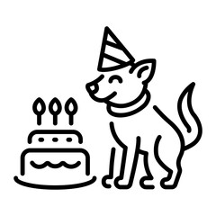 An outline style icon depicting pet birthday