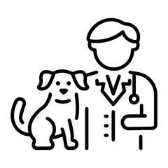 An outline style icon depicting pet doctor