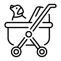 A line style icon showing pet stroller