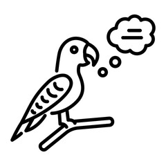 An outline style icon depicting talking parrot