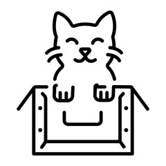 A line style icon showing cat box