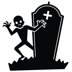 grave with zombie crawling out