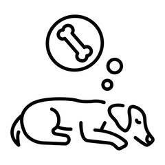A linear style icon representing dog dreaming