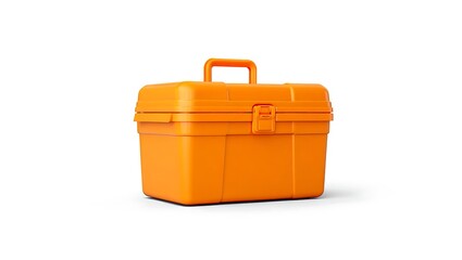 Bright orange plastic toolbox isolated on white background