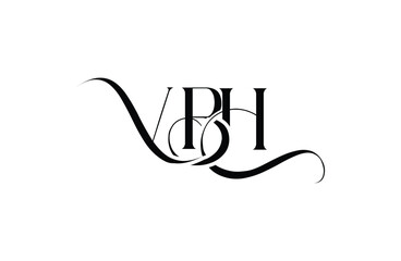 Initial VBH letter logo design. Elegant Monogram Logo Design with Decorative Elements and Typography