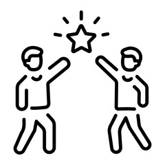 A line style icon showing success celebration