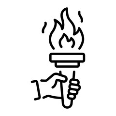 A line style icon showing fire torch