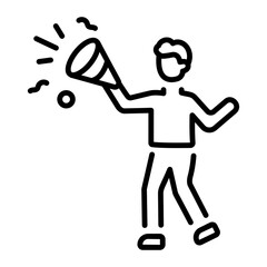 An outline style icon depicting celebrating success