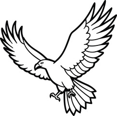 Fototapeta premium Eagle Flying In Sky Line Art