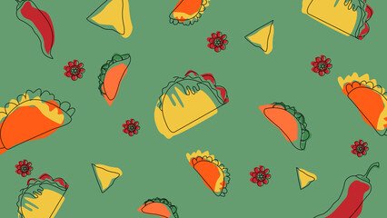 Colorful taco and chili background