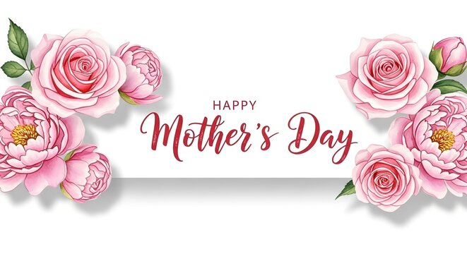 Celebrating Mother's Day with beautiful pink roses and heartfelt wishes in a floral design