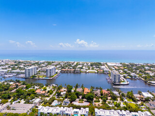 Obraz premium Delray Beach Florida. Aerial view of coastal neighborhoods by the sea