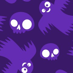 Halloween ghost seamless cute cartoon pattern for wrapping paper and fabrics