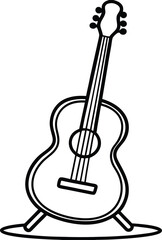Fototapeta premium Line Drawing Guitar On St
