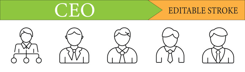  CEO and Business Leader Line Icon Set