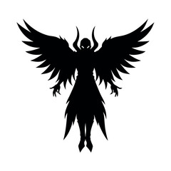 Obraz premium Dark Horned Angel Warrior with Wings