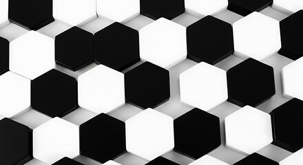 Seamless Geometric Pattern with White and Black Hexagons in Clean Modern Design