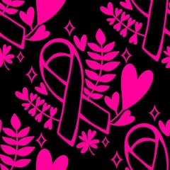 Breast cancer month seamless pink ribbon day mammogram pattern for medical accessories and medicine textiles