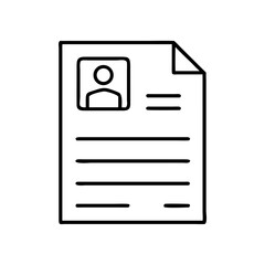 Vector icon of a resume document with profile picture and details