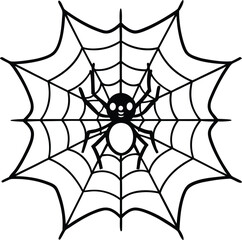 Spider On Web Outline