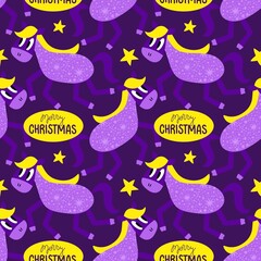 Christmas animals seamless horse pattern for wrapping paper and fabrics